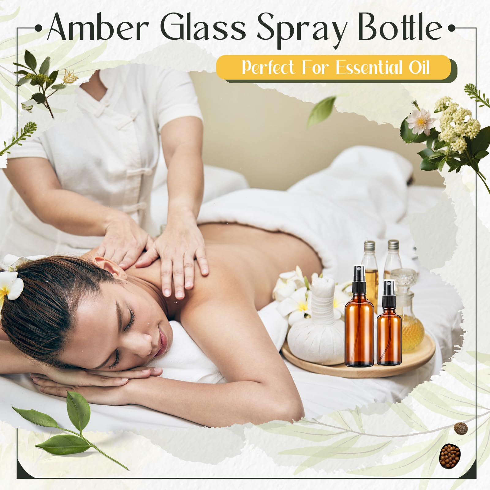 24-Pack 2oz & 4oz Amber Glass Spray Bottles - Essential Oil Bottles, Fine Mist Cosmetic Sprayers, Empty Perfume Bottles for Hair, Face, Body & Makeup - Perfect for Home, Travel & DIY Beauty Products