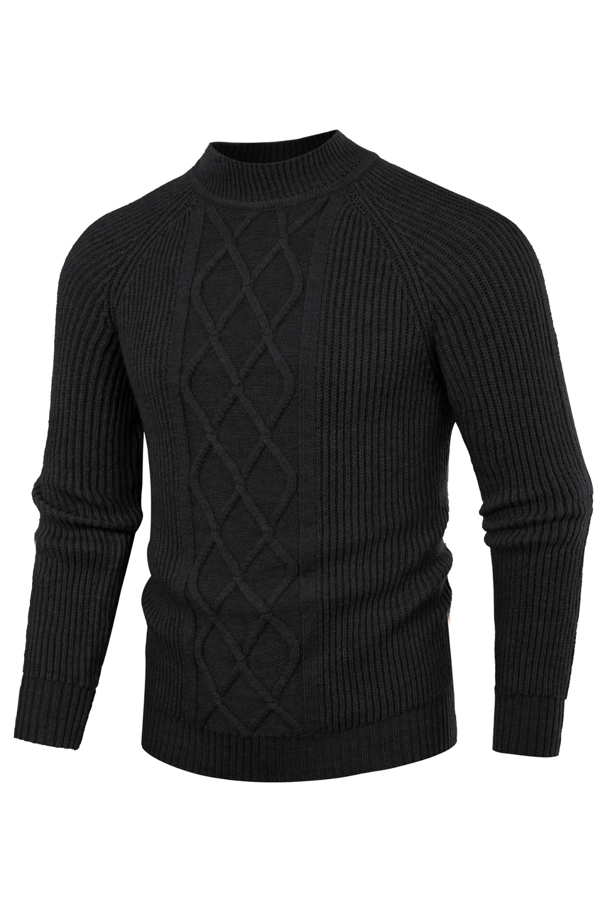 Men's Casual Cable Knit Mock Neck Pullover Sweater - Warm Winter Fashion for Office & Outdoor Activities