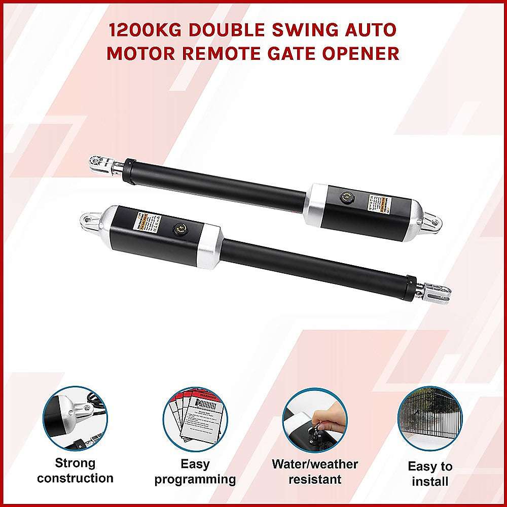 1200KG Heavy Duty Double Swing Automatic Gate Opener with Remote Control - Ideal for Driveway, Farm, and Commercial Property Security
