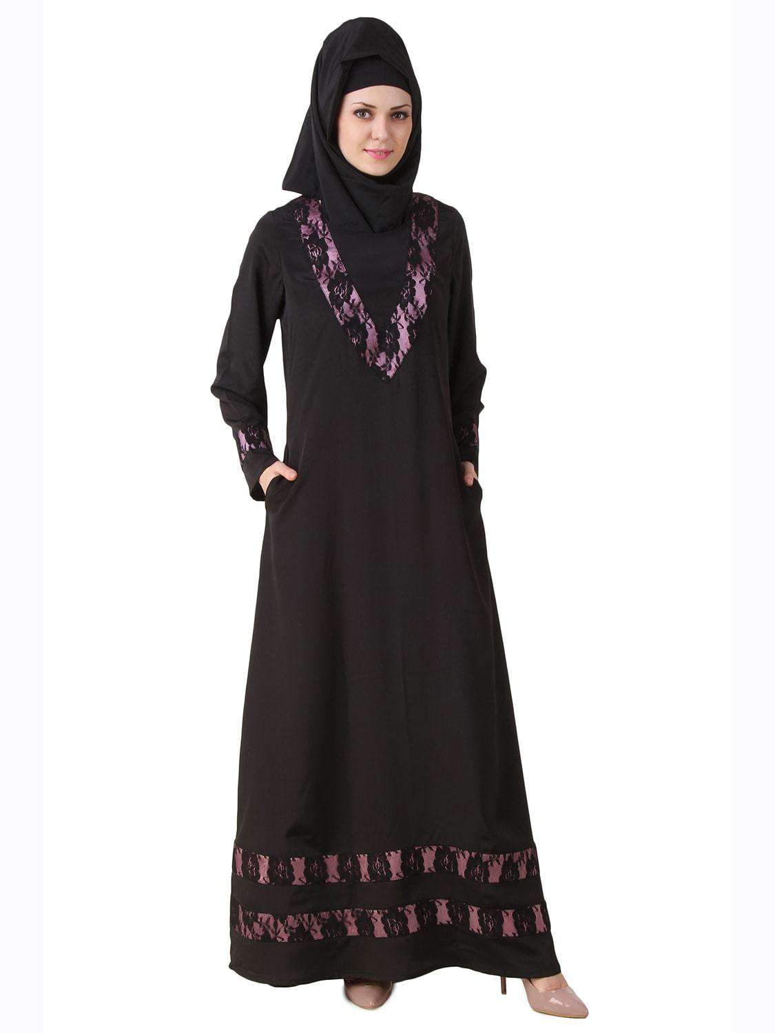 Amala Black Nida Abaya - Elegant Muslim Prayer Dress for Women | Perfect for Islamic Prayer, Mosque, and Special Occasions