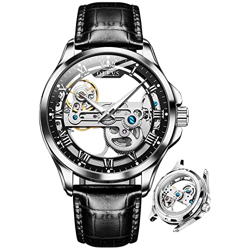 Skeleton Watch: Black Leather Black Dial
