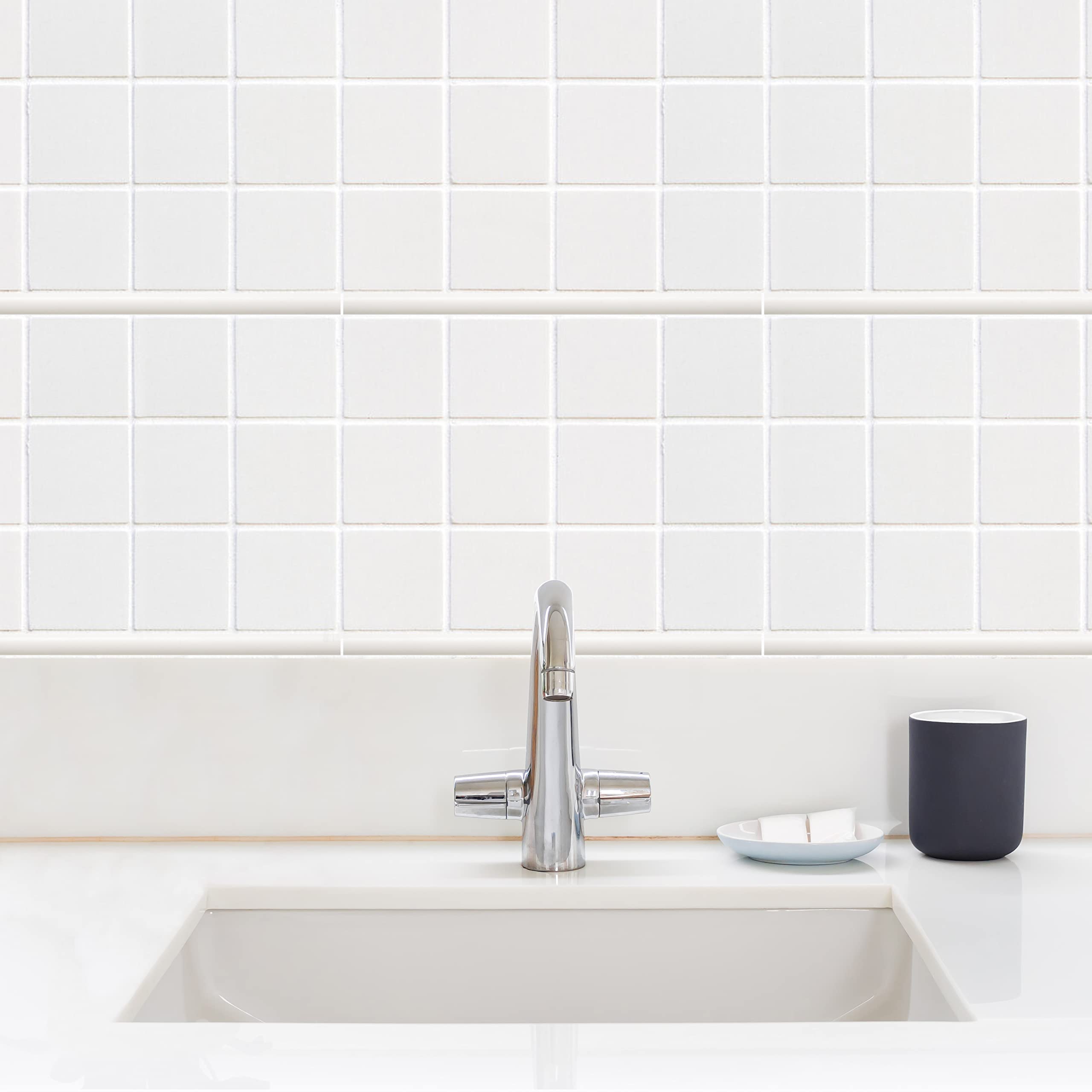 Questech Decor 1/2 x 12 Inch White Matte Quarter Round Tile Trim - 12 Pack | Corner Shower Tile Edge Trim & Jolly Tile Liner Cap for Kitchen Backsplash, Bathroom Shower & Wall Protection | Perfect for DIY Home Renovation & Waterproof Edge Finishing