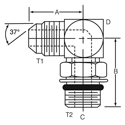 Dayco 145864A 90 Degree Male 37 Degree Flare Fitting - JIC to Adjustable Male ORB Hydraulic Adapter for Heavy Duty Equipment, Tractors & Construction Machinery