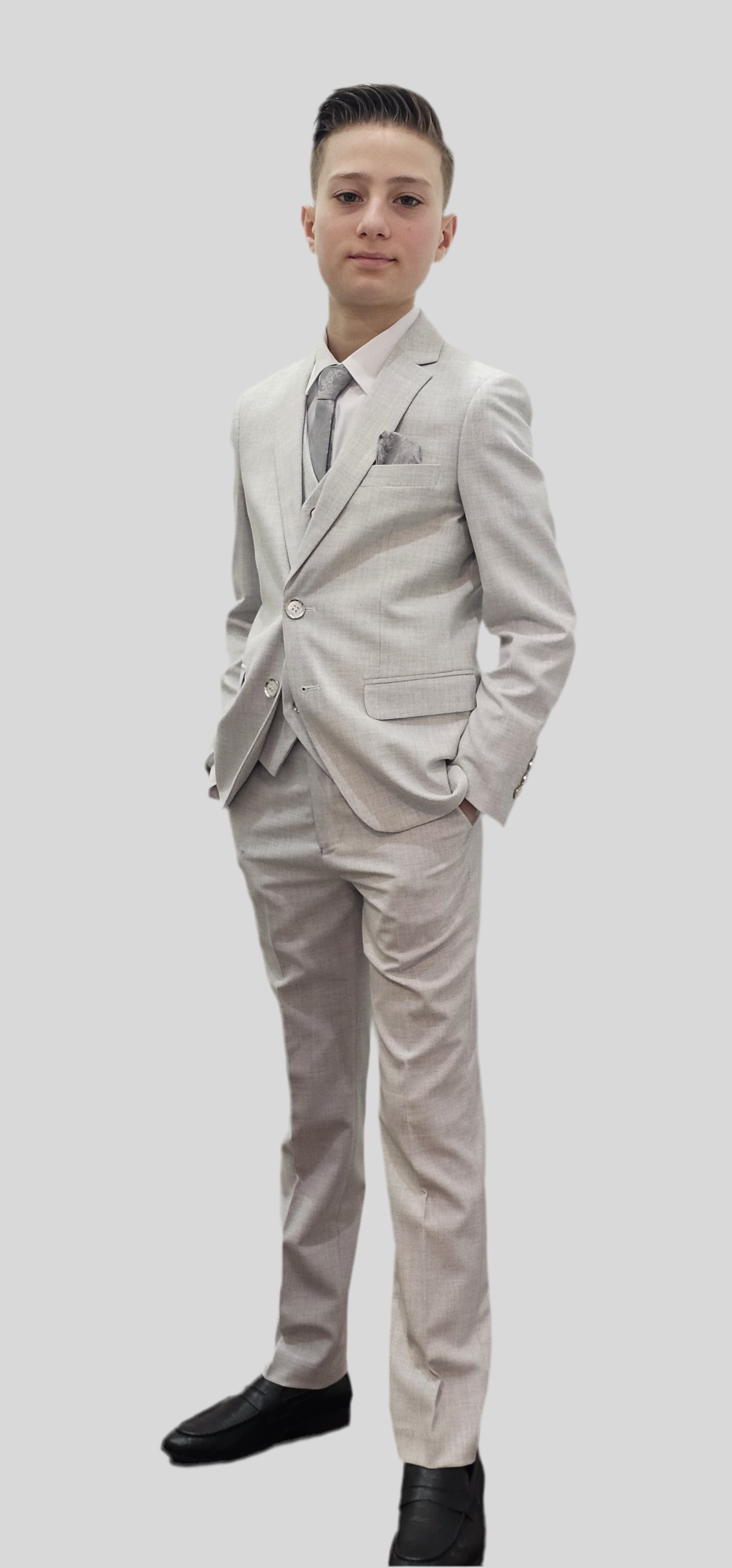 Bechic Halifax Kids' Light Grey Suit - Premium Italian Handmade Boys' Blazer & Pants Set | Best Selling Children's Formal Wear in Canada & USA | Perfect for Weddings, School Photos & Special Occasions