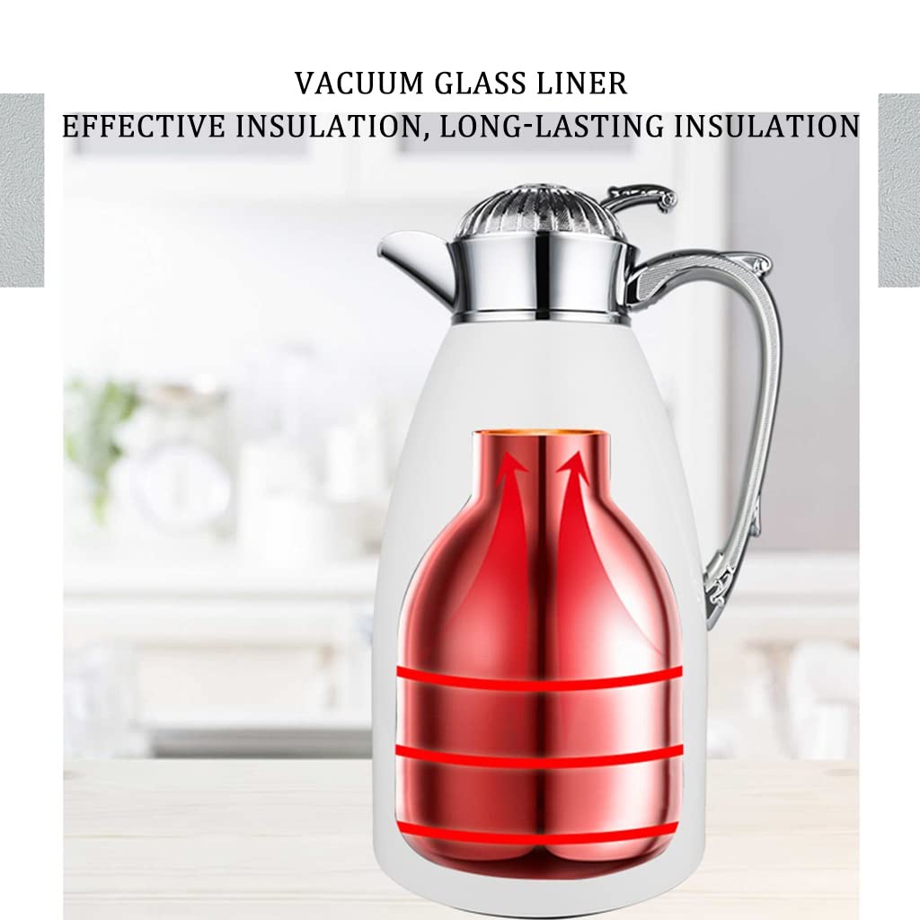 Premium Glass-Lined Double-Walled Thermal Carafe - 56oz Large Insulated Vacuum Flask for Coffee & Tea - 24-Hour Heat Retention - Green - Perfect for Home, Office & Outdoor Use