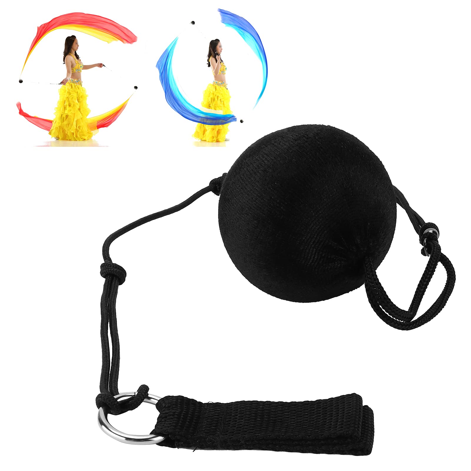 Yuecoom Adjustable Black Poi Chain Balls for Polynesian Dance Training & Performance - Soft Dance Balls for Fire Spinning, Flow Arts, and Hula Hoop Practice