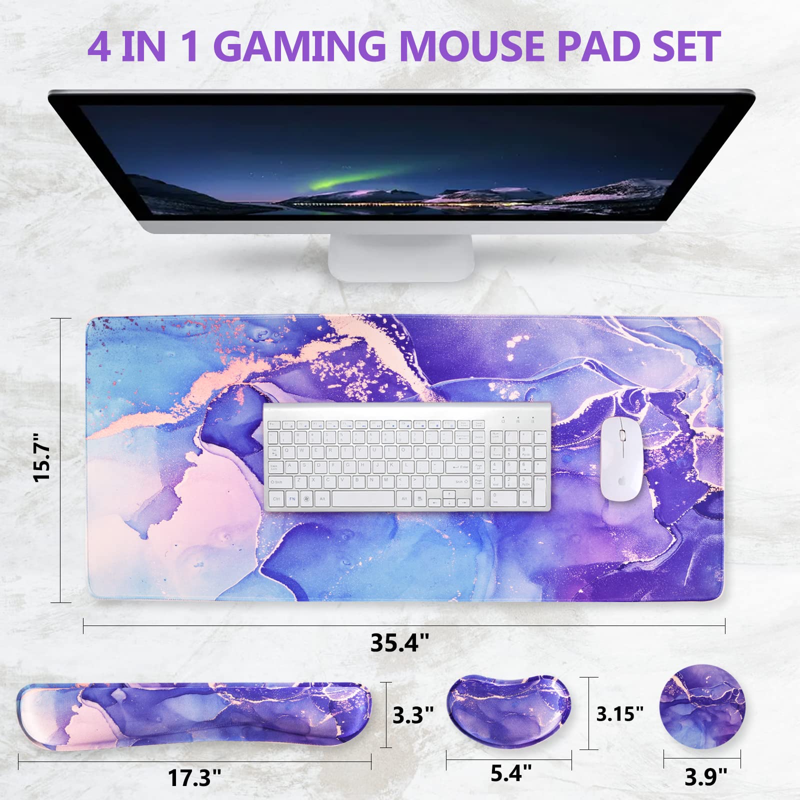 DINKY Gaming Mouse Pad Set with Wrist Rest - 35.4