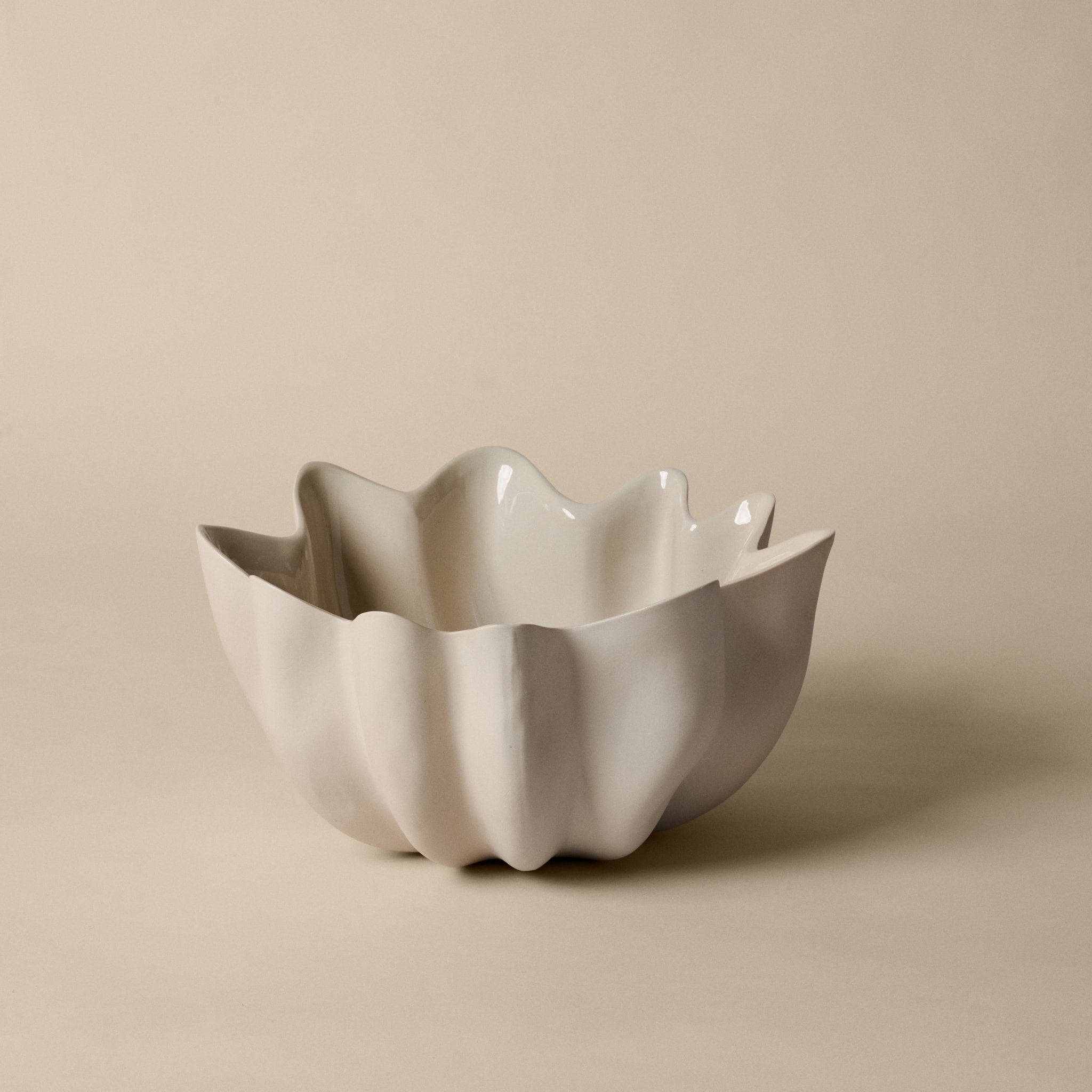 FERM LIVING Nium Bowl - 14.2 Inch Large Ceramic Serving Bowl in Off White - Perfect for Salads, Pasta, Fruit Display & Modern Tableware Decor