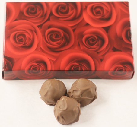 Scott's Cakes Premium Milk Chocolate Covered Lychee Truffles - 1 Pound Gift Box with Red Roses - Perfect for Valentine's Day, Anniversary Gifts & Luxury Dessert Platters