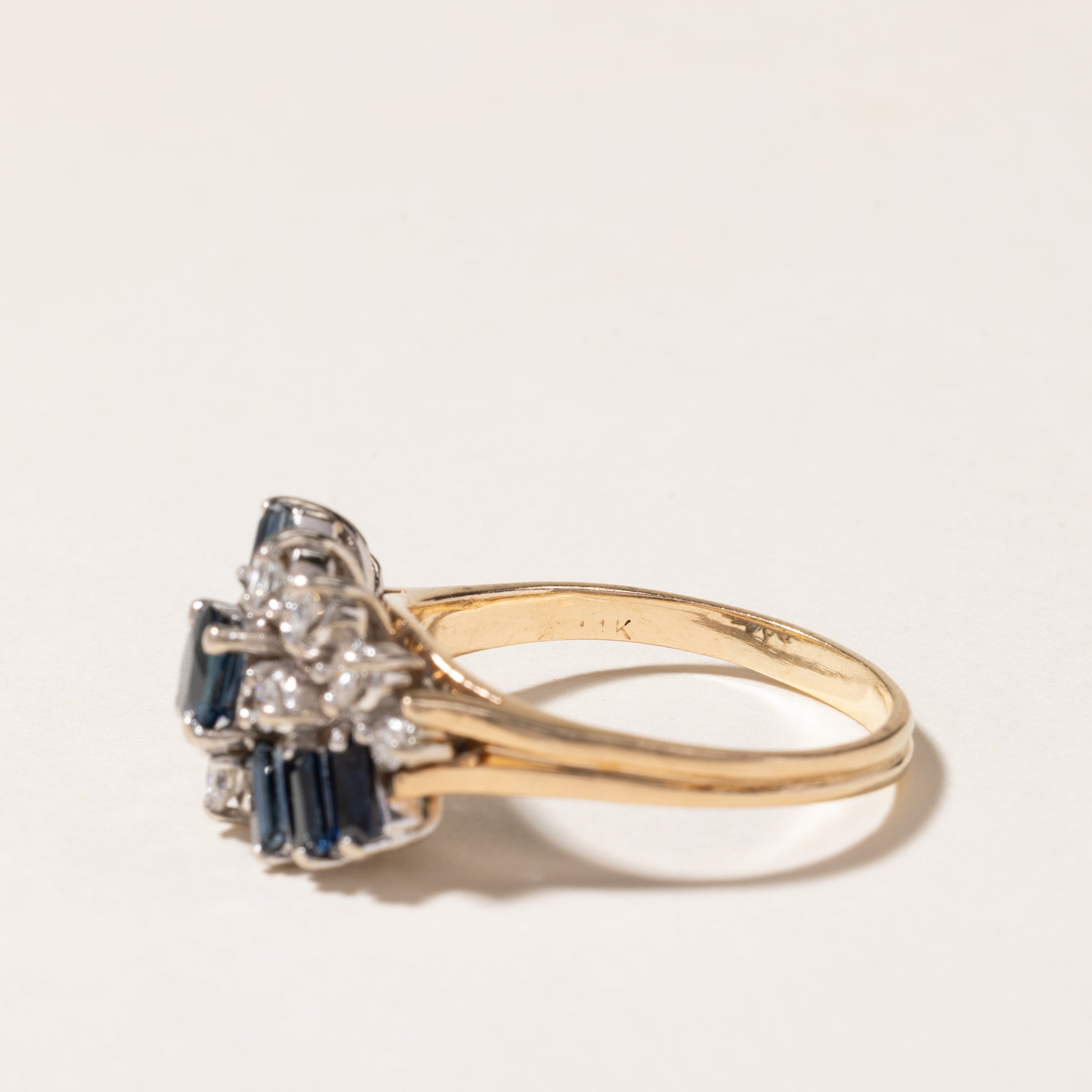 14K White Gold Sapphire and Diamond Cluster Cocktail Ring - 1.03ctw Total Weight, 0.25ctw Diamonds - Size 8 | Elegant Statement Jewelry for Evening Parties, Weddings & Special Occasions