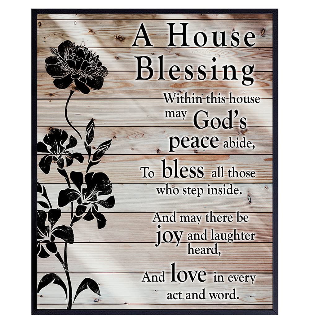 Christian Wall Art - House Blessing Plaque with Bible Verse - Religious Housewarming Gift for Women, Pastor & Minister - Inspirational Home Decor - Perfect for Living Room, Bedroom or Office