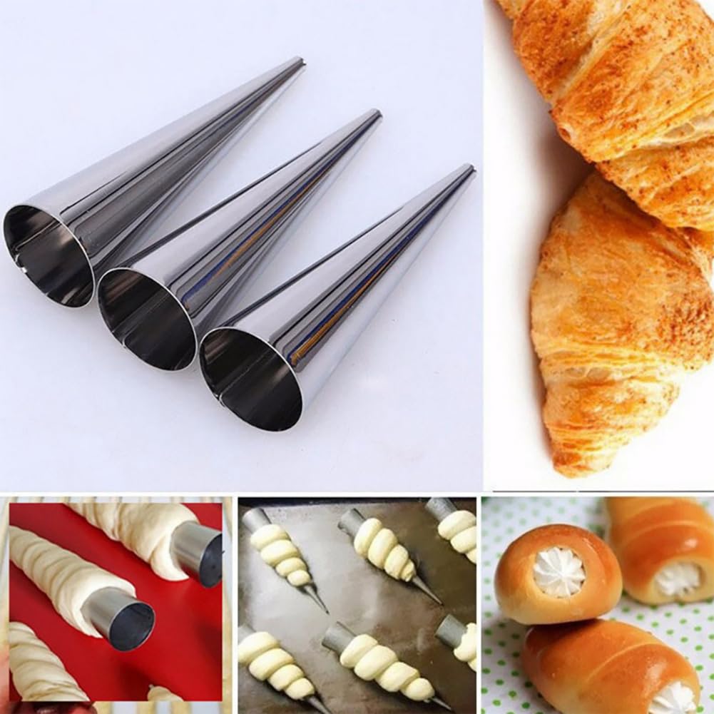 GSHLLO 12 Pcs Stainless Steel Cone Molds for Cream Rolls, Horn Molds, Puff Pastry & Cannoli Tubes - Durable Baking Tools for Professional & Home Kitchens - Perfect for Desserts, Pastries & Party Treats