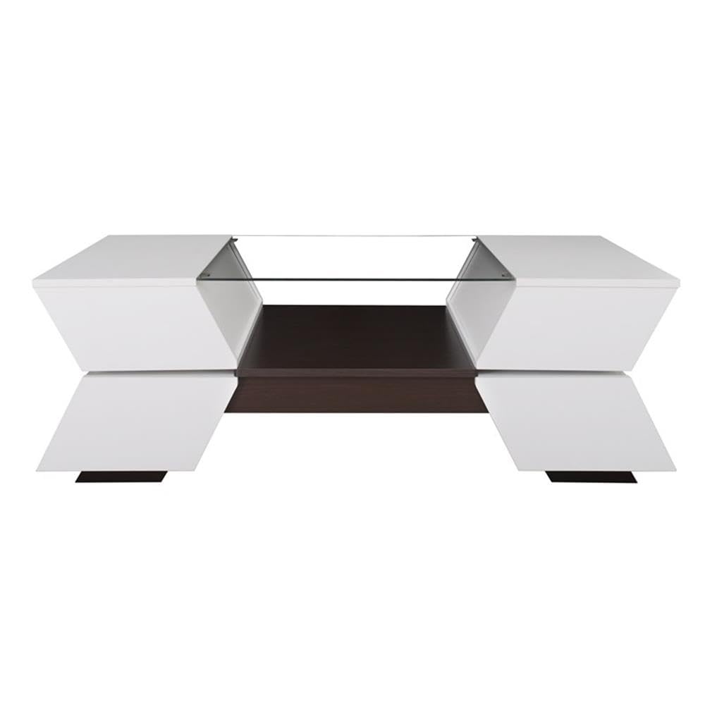 Addison Contemporary White Wood Storage Coffee Table - Modern Living Room Furniture for Small Spaces, Home Decor & Organization
