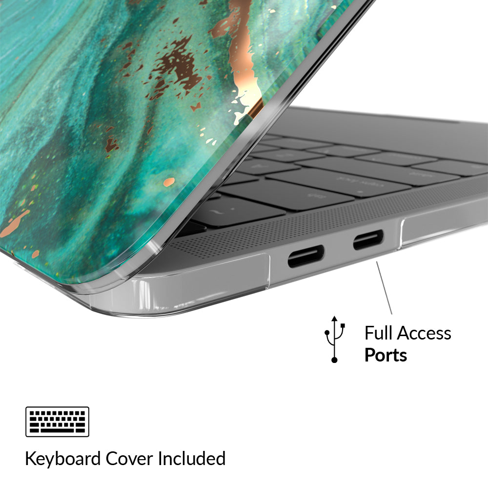 Premium Emerald Gold Marble MacBook Case - Durable Protective Cover for MacBook Air & Pro - Stylish Laptop Skin for Work, Travel & Everyday Use