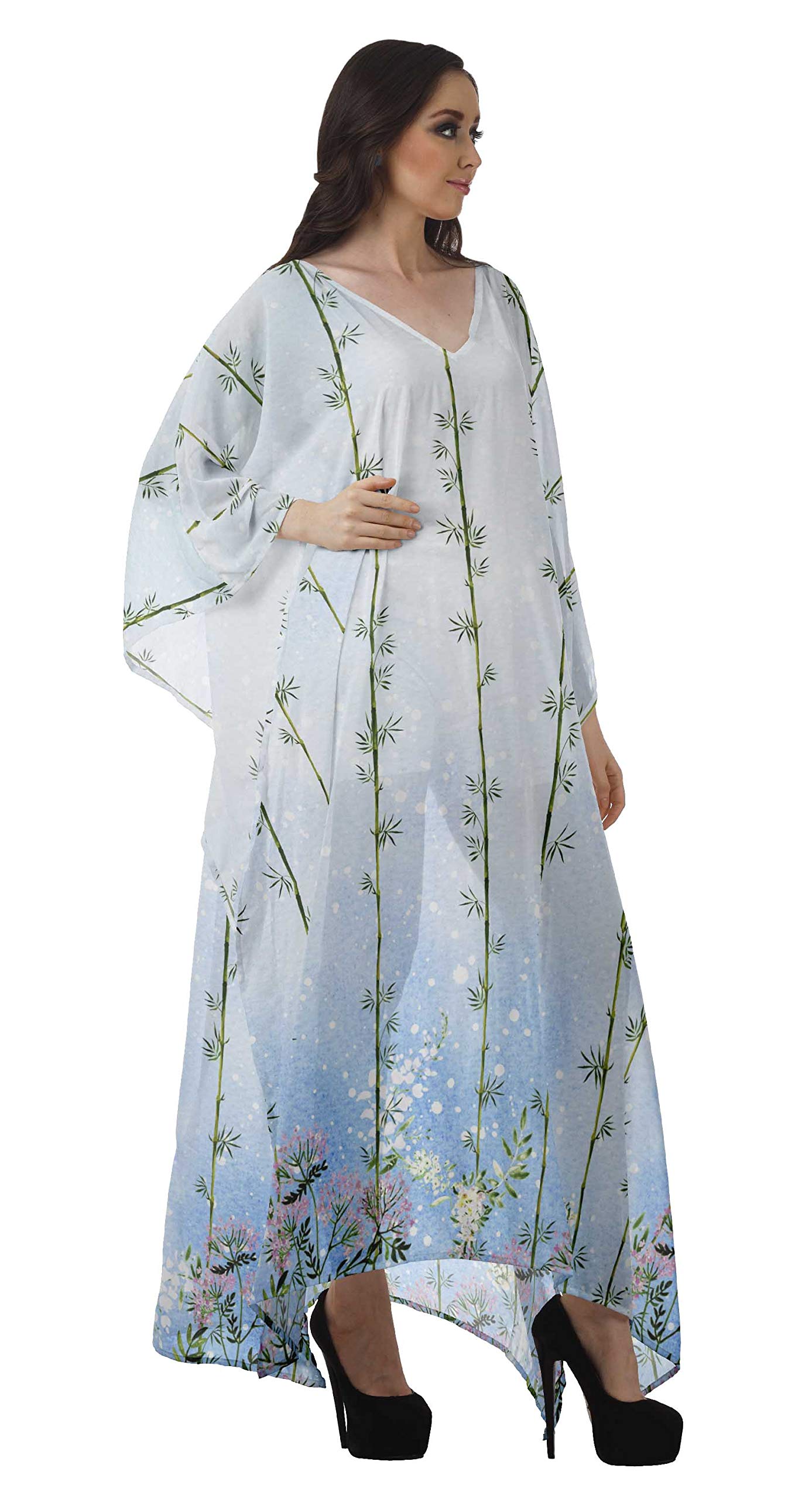 Moomaya Women's Sheer Turkish Kaftan Beach Cover Up Dress - Lightweight Swimwear Coverup for Pool, Beach & Vacation