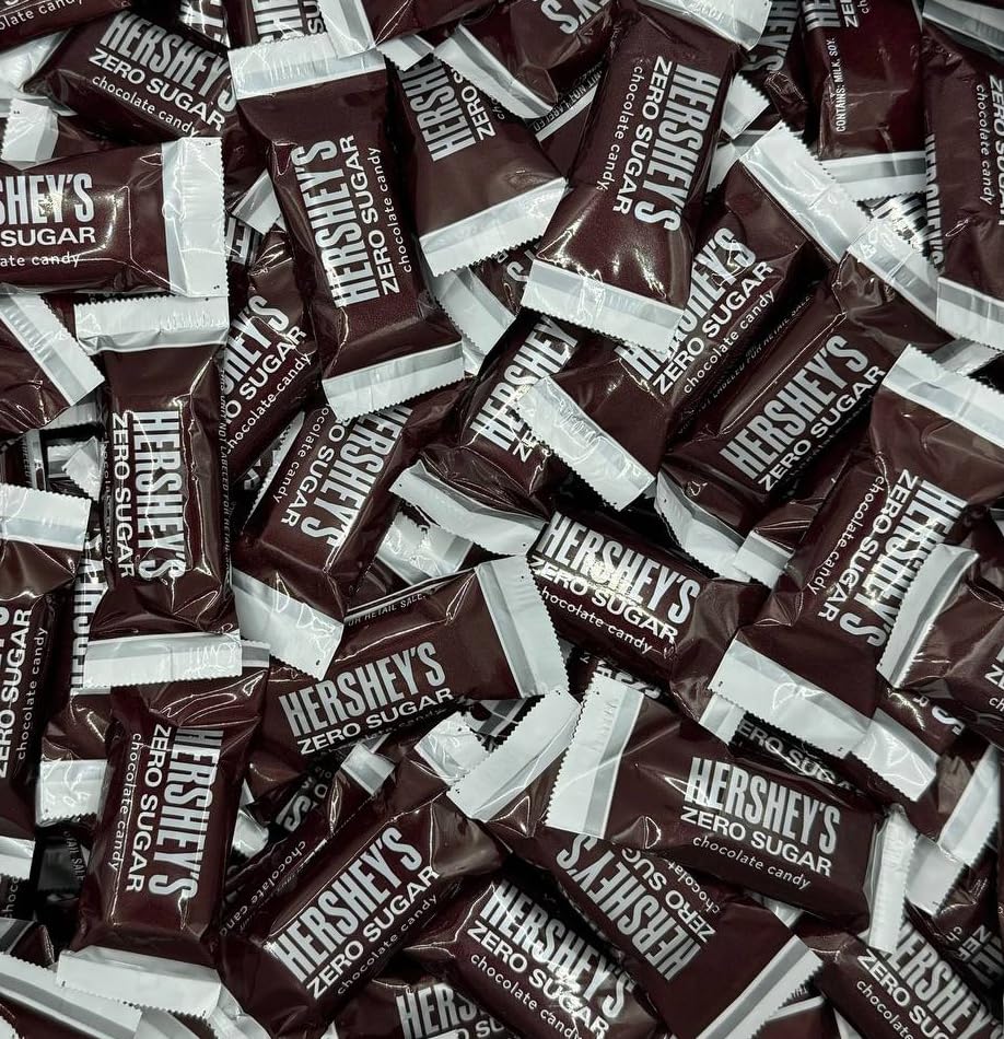Hershey's Zero Sugar Milk Chocolate Candy Bars - 45 Count Bulk Pack | Sugar-Free Chocolate Snacks for Diabetics & Keto Diet | Perfect for Halloween, Christmas & Party Favors