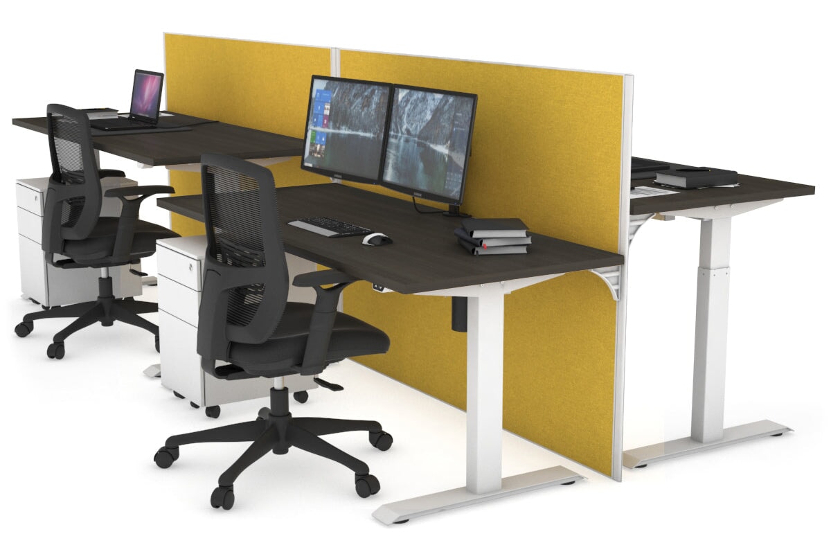 Just Right Height Adjustable 4-Person Workbench [1400L x 700W] - Heavy Duty Industrial Workstation for Factory, Warehouse & Workshop Use