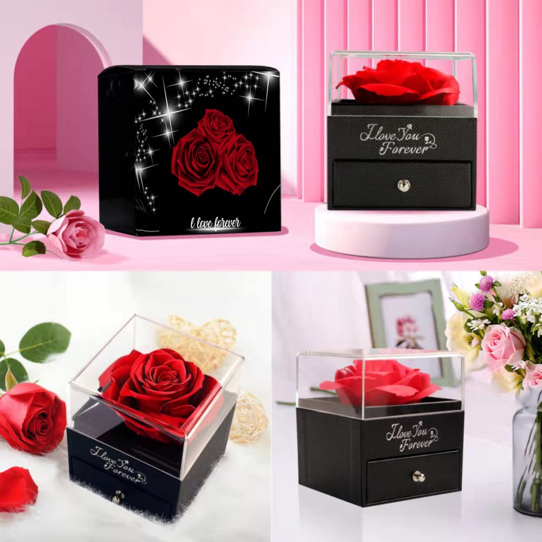 Preserved Red Rose Bracelet Gift Set for Women - Perfect for Mom, Wife, Girlfriend | Mother's Day, Valentine's, Anniversary & Birthday Present | Elegant Jewelry for Special Occasions & Romantic Moments