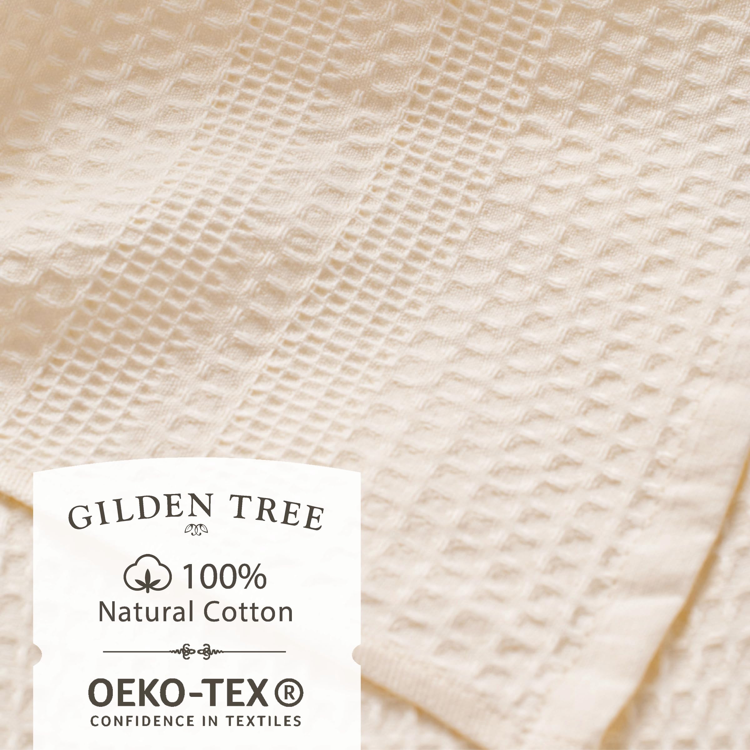 GILDEN TREE Quick Dry Waffle Towel Set - 2 Bath Towels, 2 Hand Towels, 2 Washcloths | Ultra Absorbent & Lightweight | Classic Cream Color | Perfect for Bathroom, Spa & Beach Use
