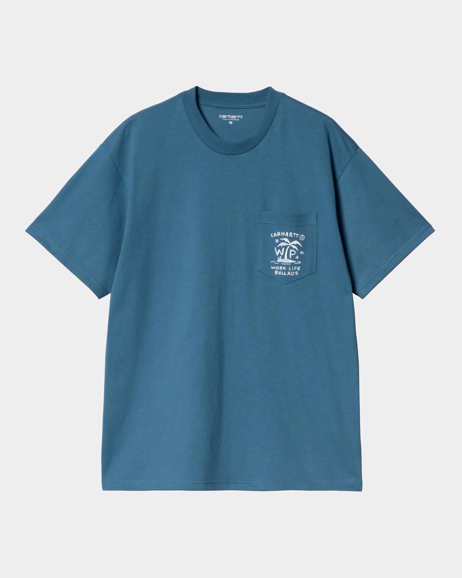 Fragments Pocket T-Shirt for Men - Sodalite Blue & White Casual Tee | Perfect for Everyday Wear, Street Style & Layering