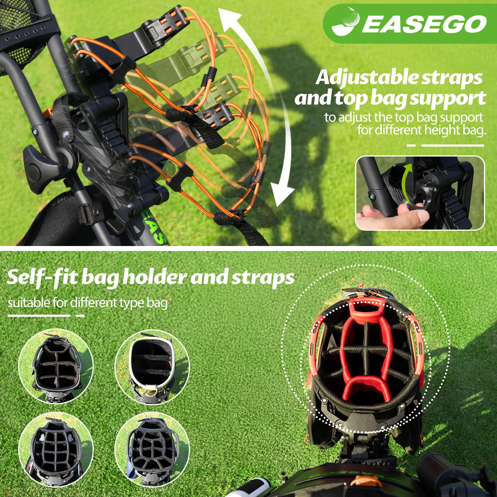 **3 Wheel Golf Push Cart - Foldable Golf Bag Caddy with Phone Holder, Cup Holder & Umbrella Holder | Compact & Quick Fold Design | Large Wheelbase for All Terrains | Perfect for Golfers, Seniors & Beginners**    *(Use Case: Ideal for golf courses, practice ranges, or casual strolls – lightweight, portable, and easy to store!)*