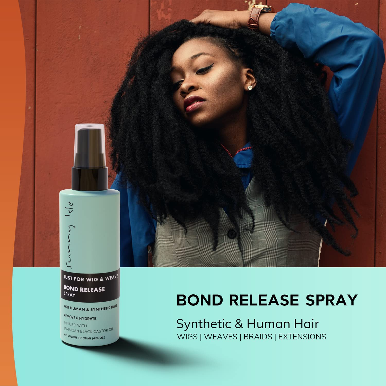 Sunny Isle Bond Release Spray for Wigs, Weaves, Braids & Extensions – 4oz | Works on Synthetic & Natural Hair | Jamaican Black Castor Oil Formula | Alcohol-Free Hairspray | Perfect for Salon, Styling & Hair Maintenance