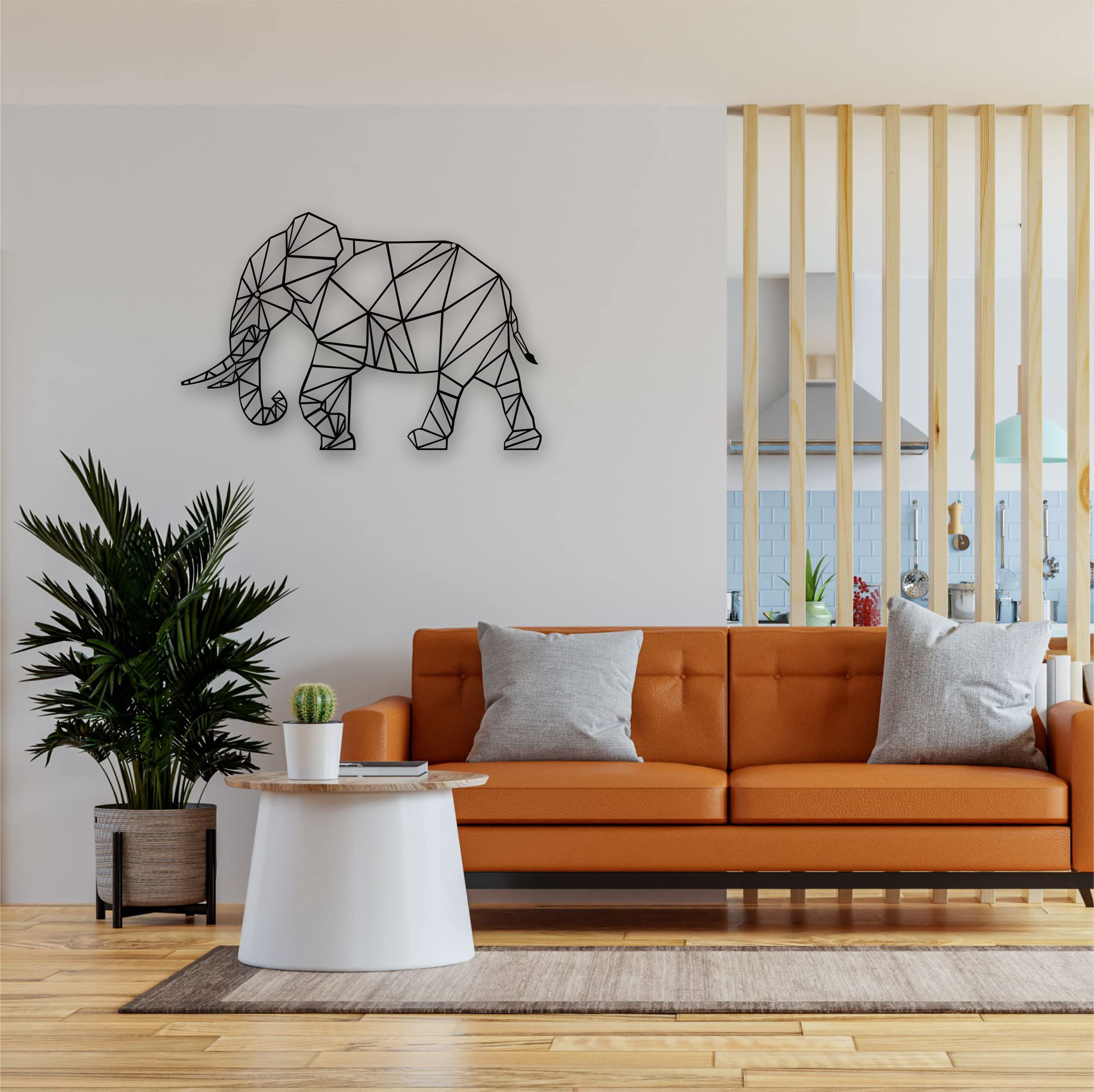 Geometric Metal Elephant Wall Art - 24