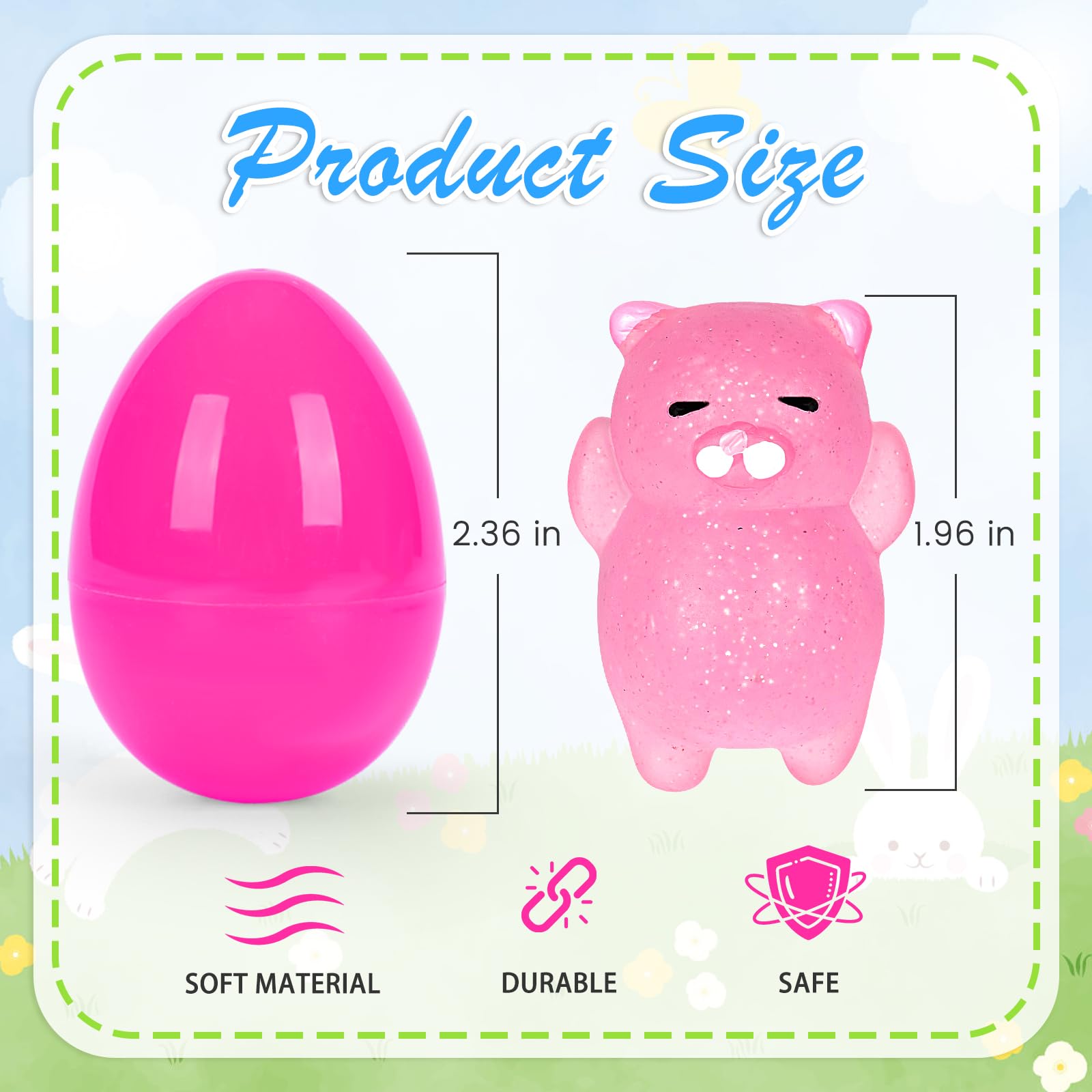 24-Piece Prefilled Easter Eggs with Mini Glitter Animal Toys - Mochi Squishy Stress Relief for Easter Basket Stuffers, Egg Hunts & Classroom Prizes - Perfect for Easter Party Favors, Kids' Activities & Gift Giving
