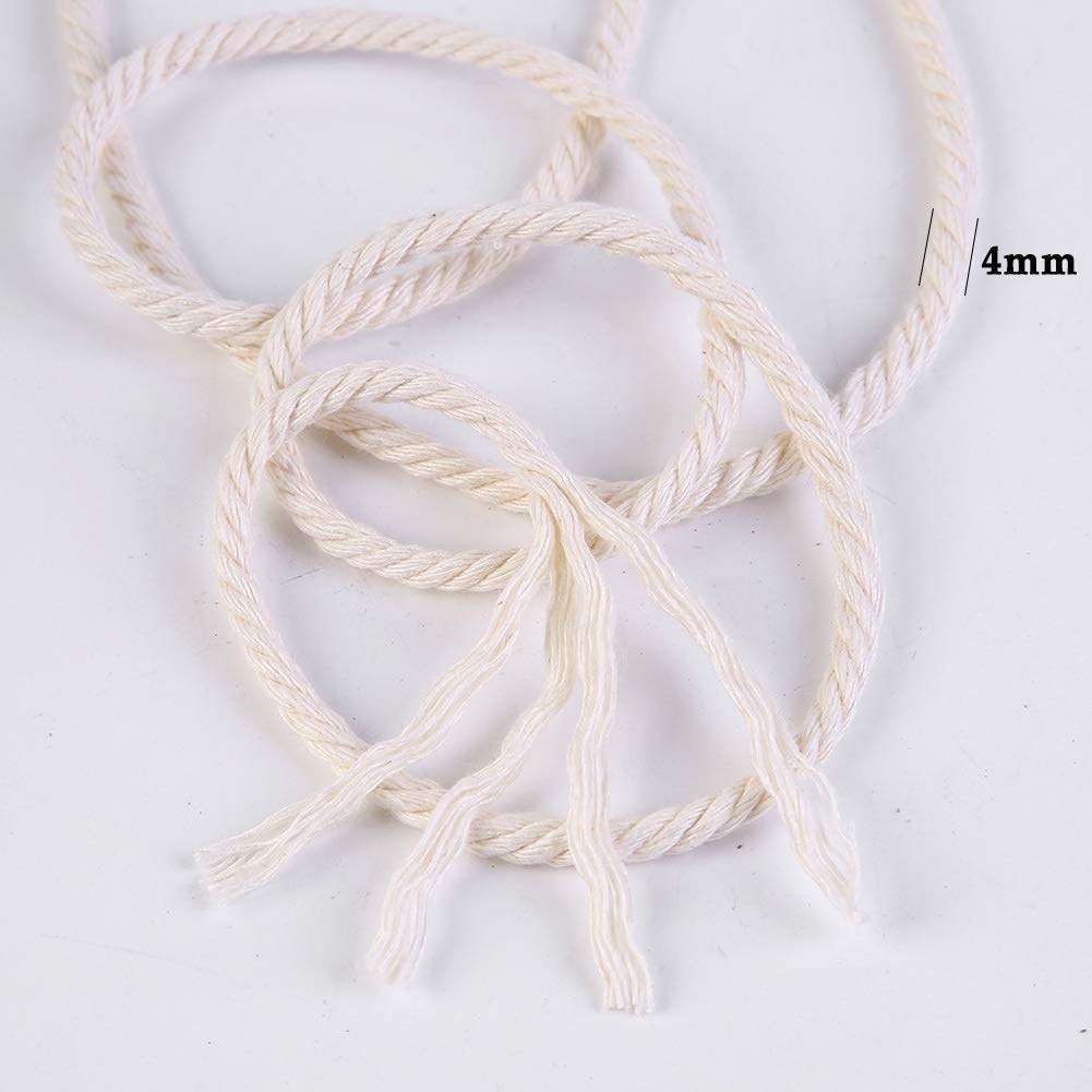 4mm x 220 Yards 100% Natural Cotton Macrame Rope - Premium Macrame Cord for DIY Wall Hangings, Plant Hangers, Home Decor & Crafts | Perfect for Bohemian Style Decor, Wedding Backdrops & Handmade Gift Making
