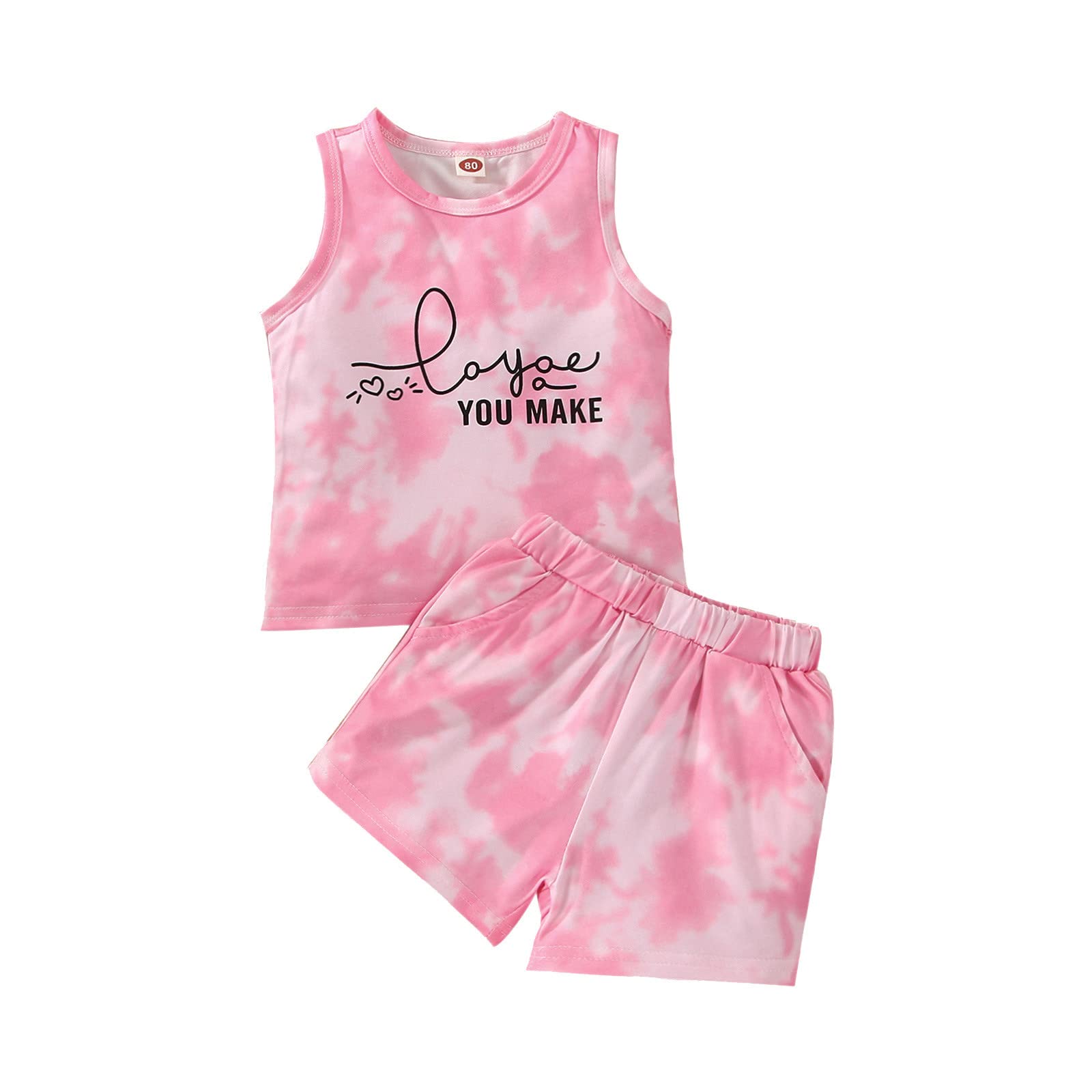 Tie Dye Sleeveless T-Shirt for Baby Shower, Kids & Toddlers - Boys & Girls Casual Sports Tee with Letter Prints | Perfect for Playdates, Parties & Everyday Wear