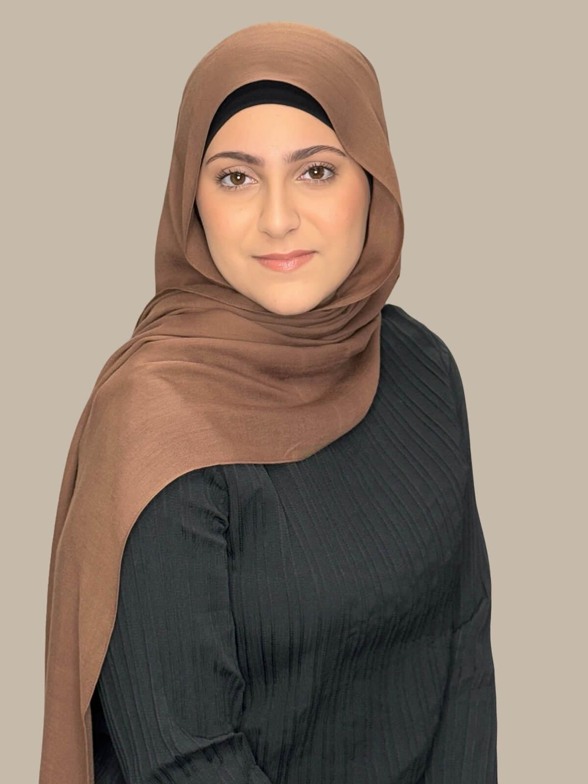 Modish Girl Cotton Modal Hijab Scarf - Golden Walnut Color - Soft & Breathable for Daily Wear, Prayer, and Fashion Accessories