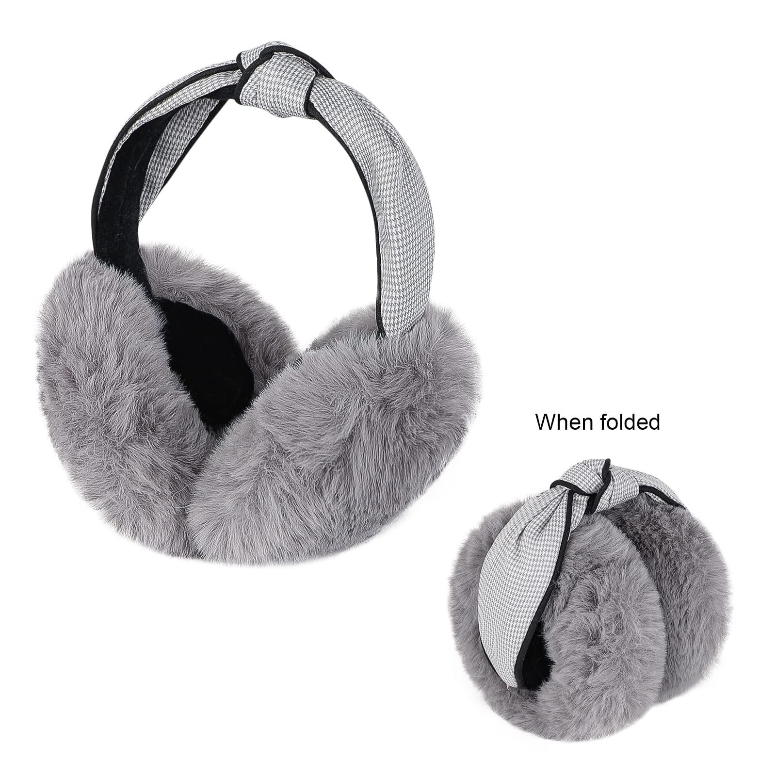 **Women's Fluffy Faux Fur Earmuffs – Winter Warm Ear Warmer, Soft Plush Adjustable & Foldable Headband for Cold Weather – Perfect for Skiing, Snowboarding & Outdoor Activities**