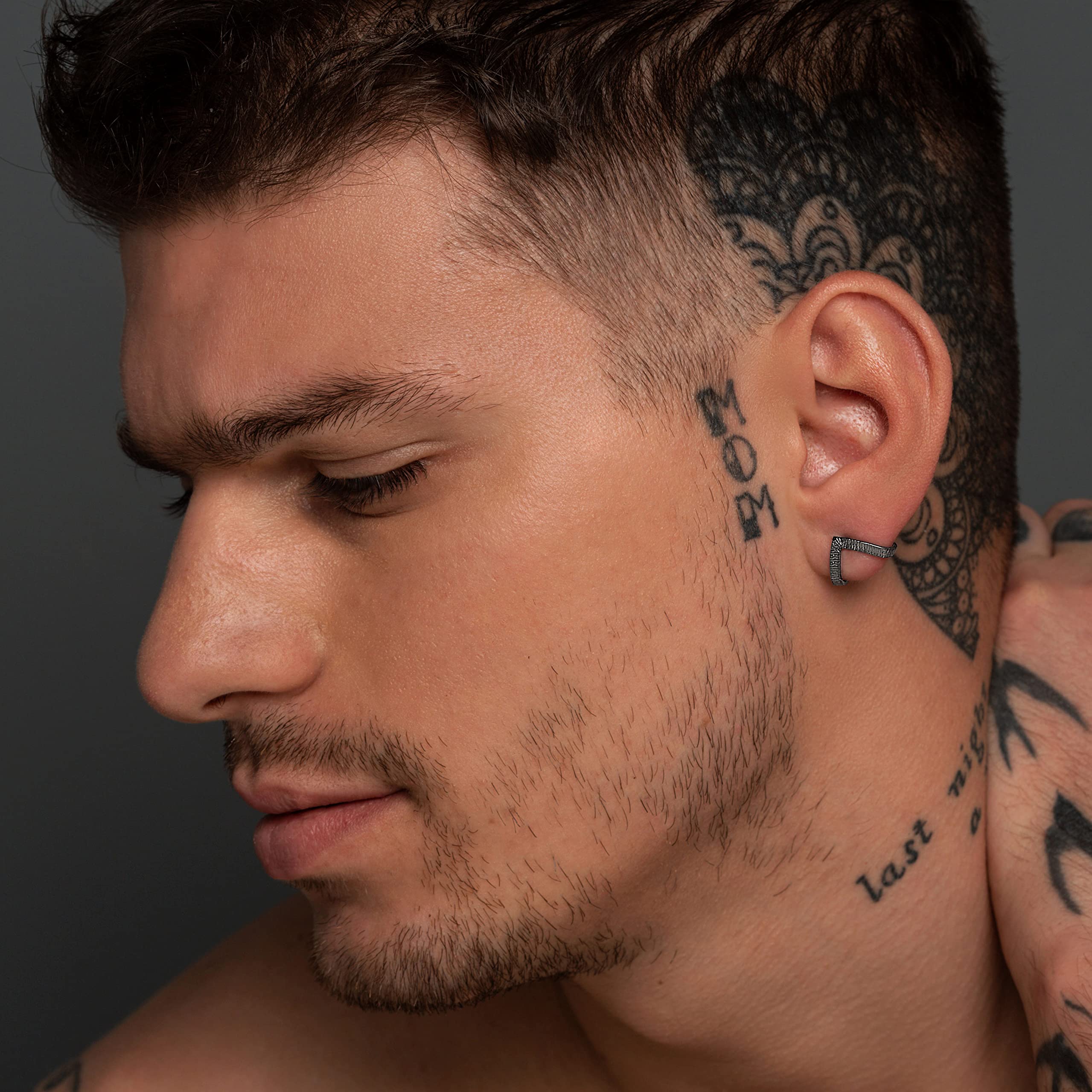 Handmade Oxidized Sterling Silver Stud Earrings for Men - Unique Unisex Ear Studs for Boyfriend, Gifts for Him - Perfect for Casual Wear, Date Nights & Special Occasions