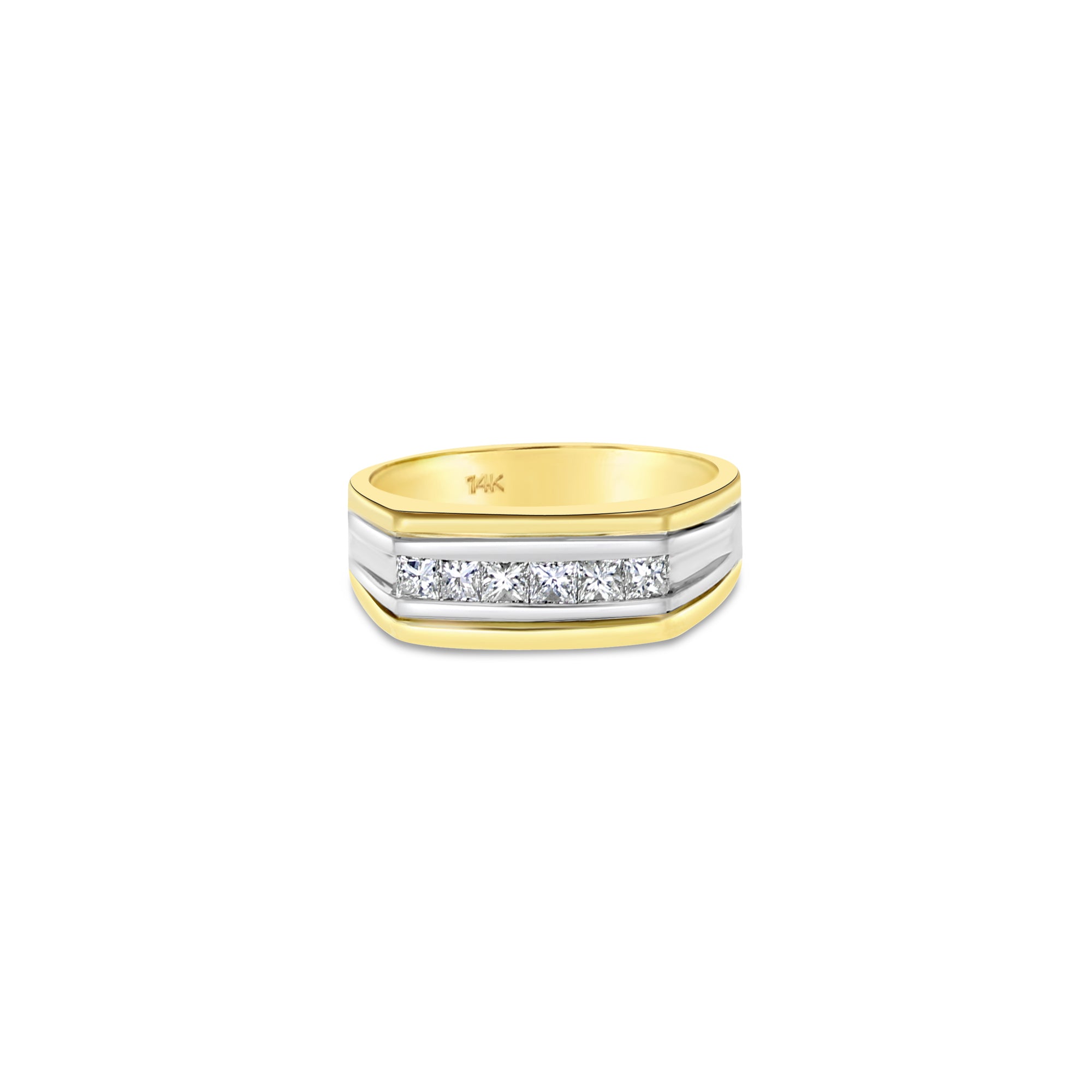 14K Two-Tone Gold Princess Cut Diamond Wedding Band - 0.64cttw for Women | Elegant Bridal Ring for Engagement, Anniversary & Special Occasions