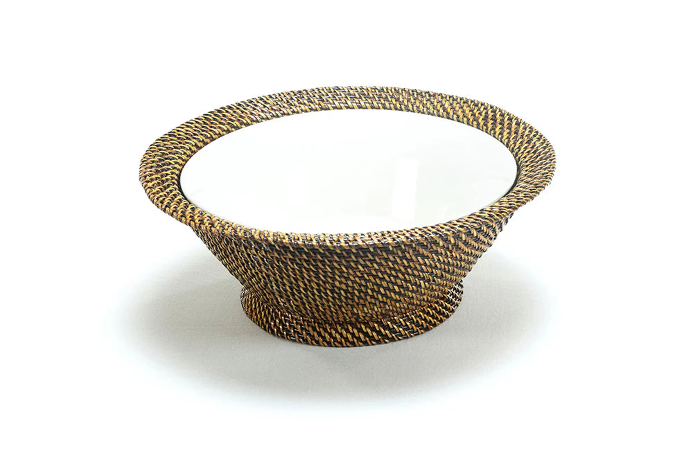 Ceramic Insert Footed Salad and Fruit Bowl - Elegant Serving Dish for Parties, Picnics, and Home Dining