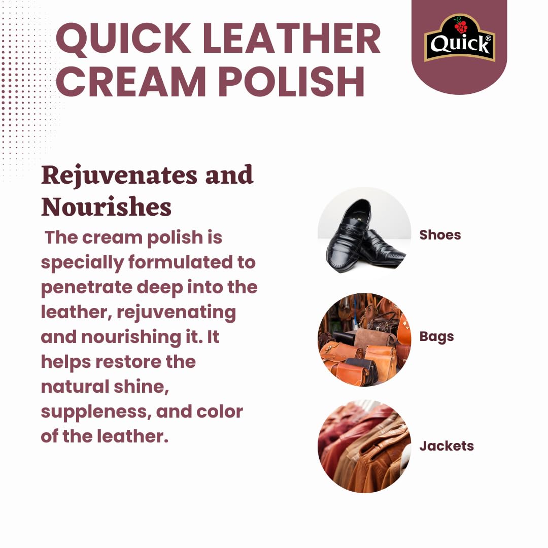 Premium Neutral Quick Leather Cream Polish - 2 x 50g Pack | Nourishing & Protective Leather Care for Shoes, Bags, Jackets & Furniture | Easy Application for Home, Office & Travel Use