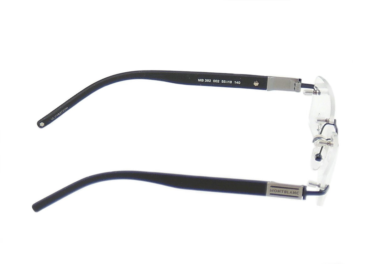Mont Blanc MB382 002 Eyeglasses Frame - Matte Black Plastic & Metal Italian Design (55-18-140) | Premium Reading Glasses & Fashion Accessory for Men & Women