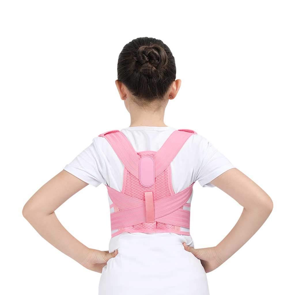 Adjustable Kids Posture Corrector Belt - Orthopedic Back Support for Children, Spine & Lumbar Brace, Shoulder Support (Pink, Medium) - Ideal for School, Studying & Daily Activities to Improve Posture