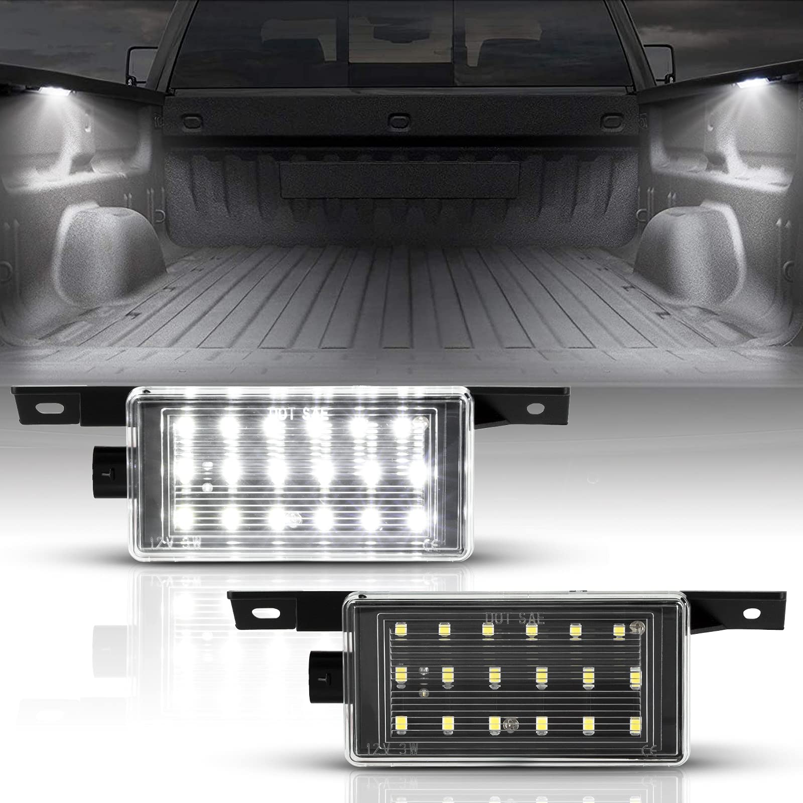 LED Truck Bed Lights for Chevy Silverado & GMC Sierra 1500/2500HD/3500HD (2014-2020) - OEM Replacement Cargo Area Perimeter Lamps (Part# 23145347, 23295943) - Perfect for Nighttime Loading, Camping & Off-Road Adventures