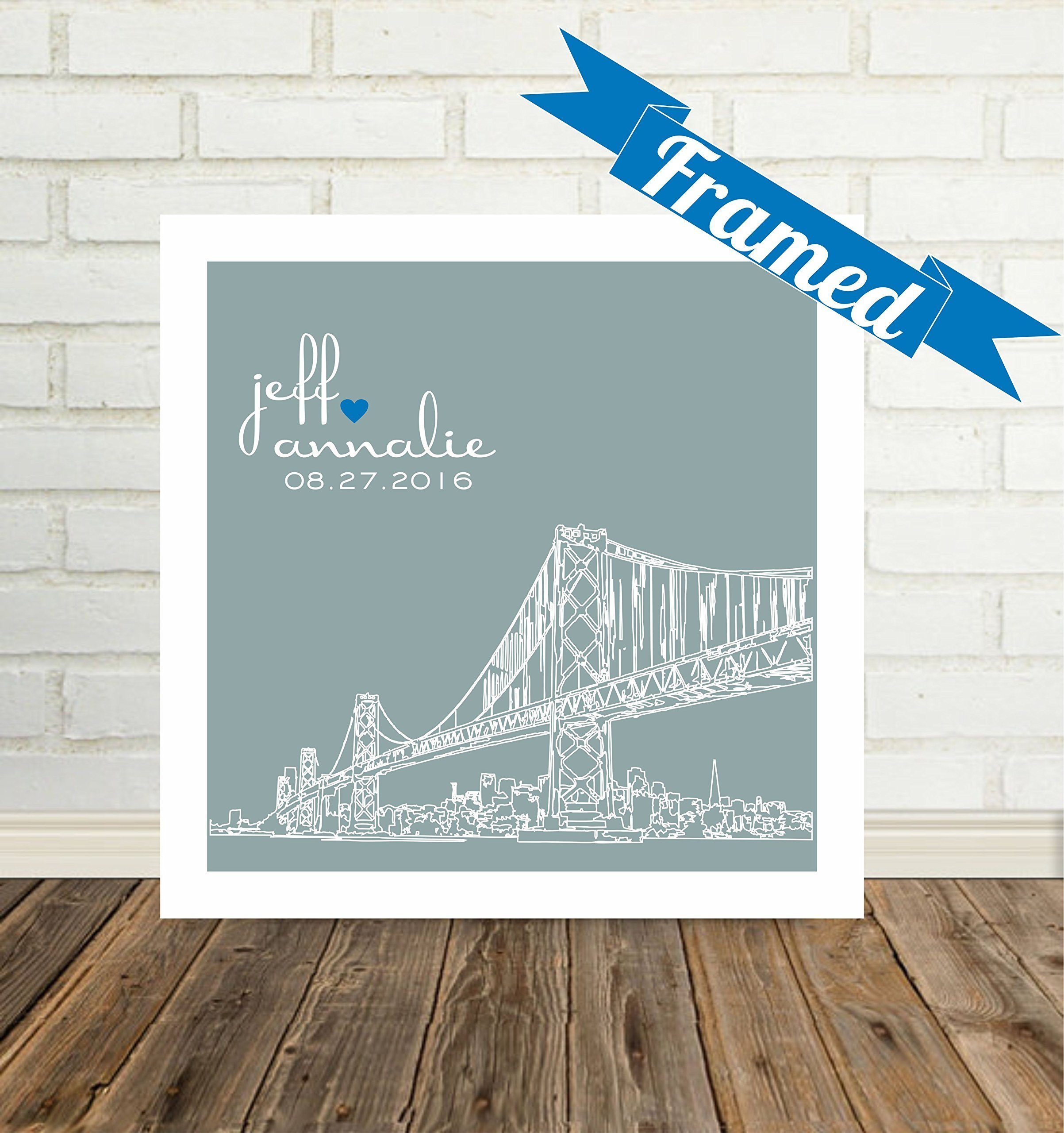 Brooklyn New York Skyline Framed Art Print - Unique Wedding Gift for Couples, Personalized City Art Available Worldwide | Perfect for Anniversaries, Home Decor & Office Wall Art