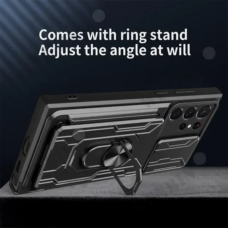 Samsung Galaxy S25 Ultra Phone Case with Ring Stand & Camera Protection - Military-Grade Shockproof Cover for Everyday Use, Travel, and Outdoor Activities