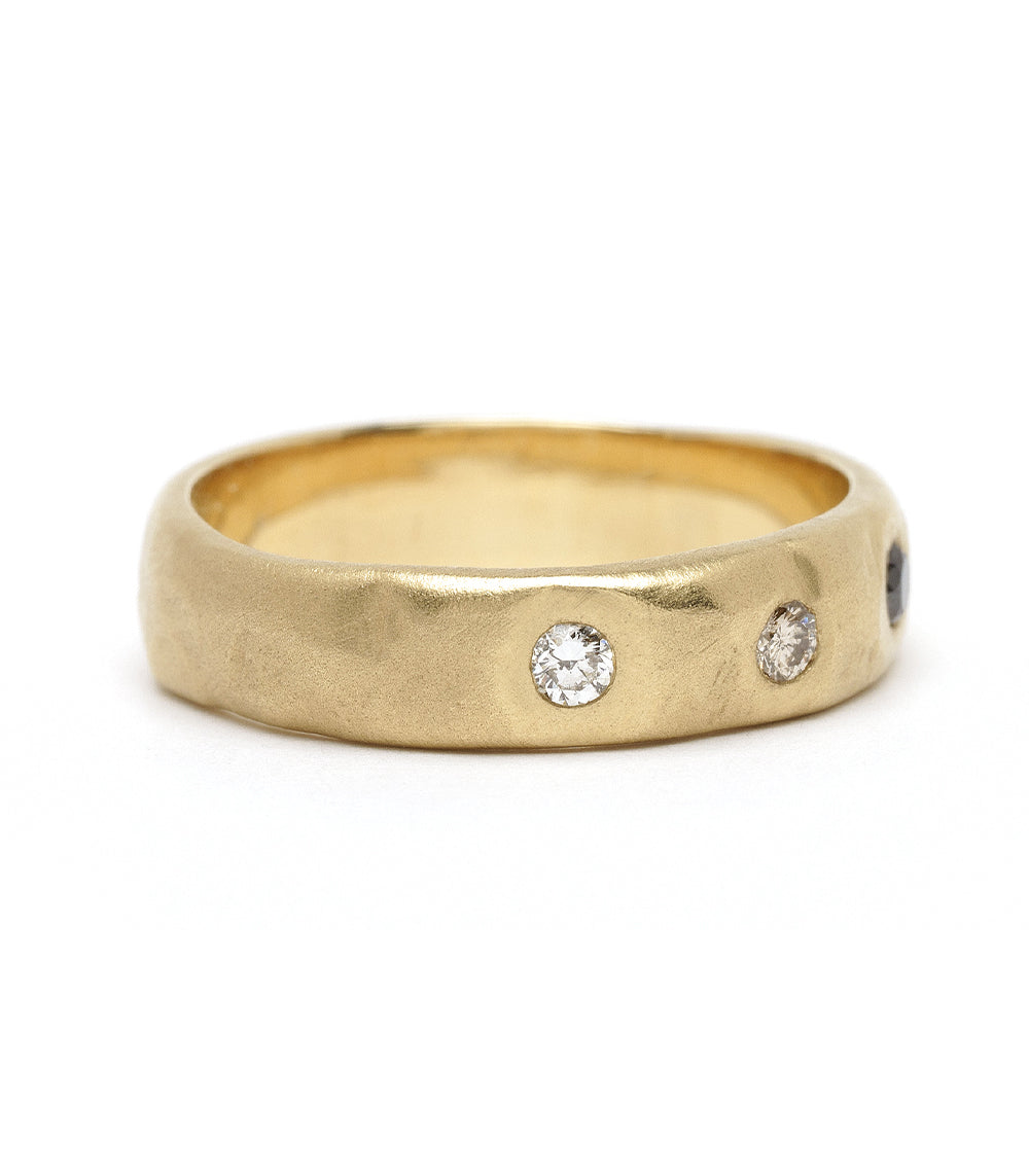Organic Diamond Wedding Band for Men & Women - Unisex Textured Ring for Engagement, Anniversary & Everyday Wear