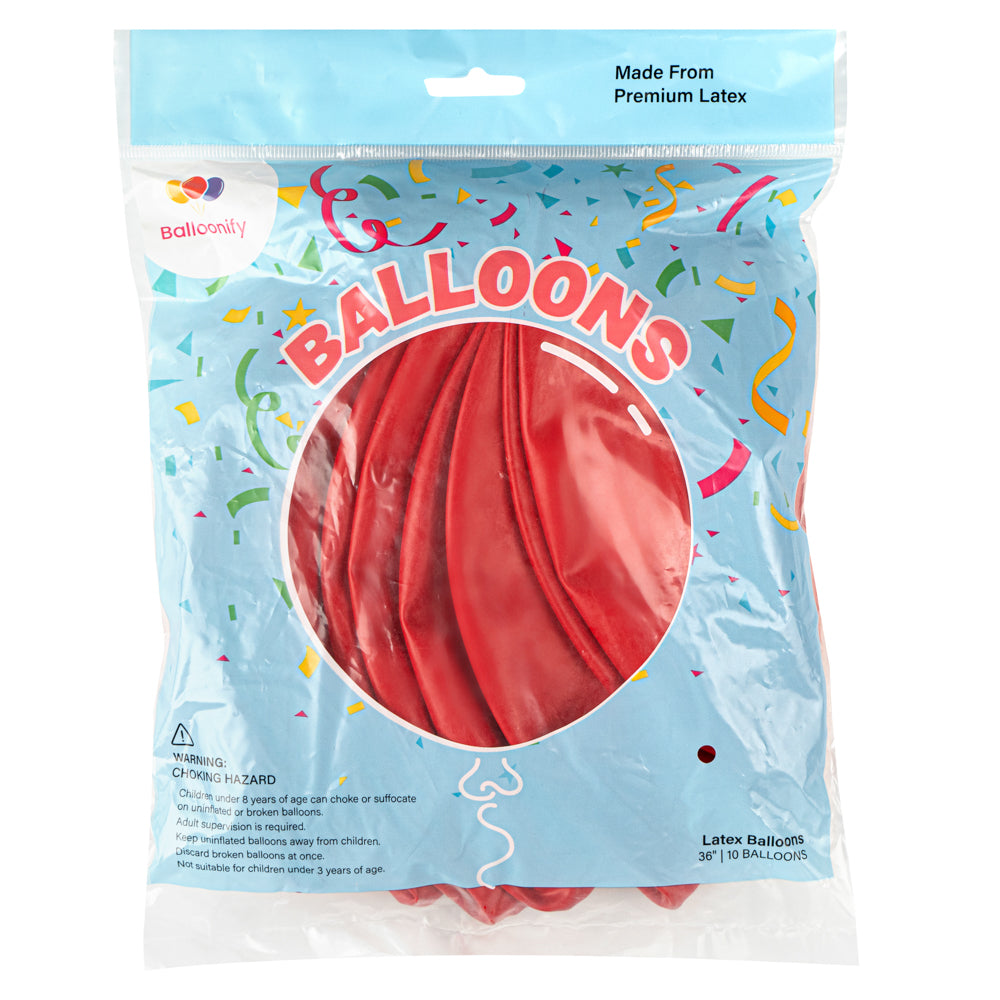 Balloonify 36 Inch Red Latex Balloons - 10 Count Box for Party Decorations, Birthday Celebrations & Events
