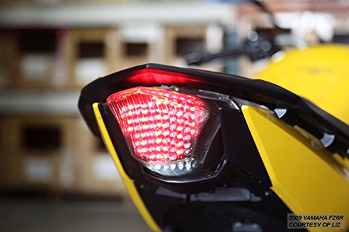 Sequential LED Tail Lights Clear Lens for 2009-2017 Yamaha FZ6R - High Visibility Brake Lights for Night Riding & Enhanced Safety