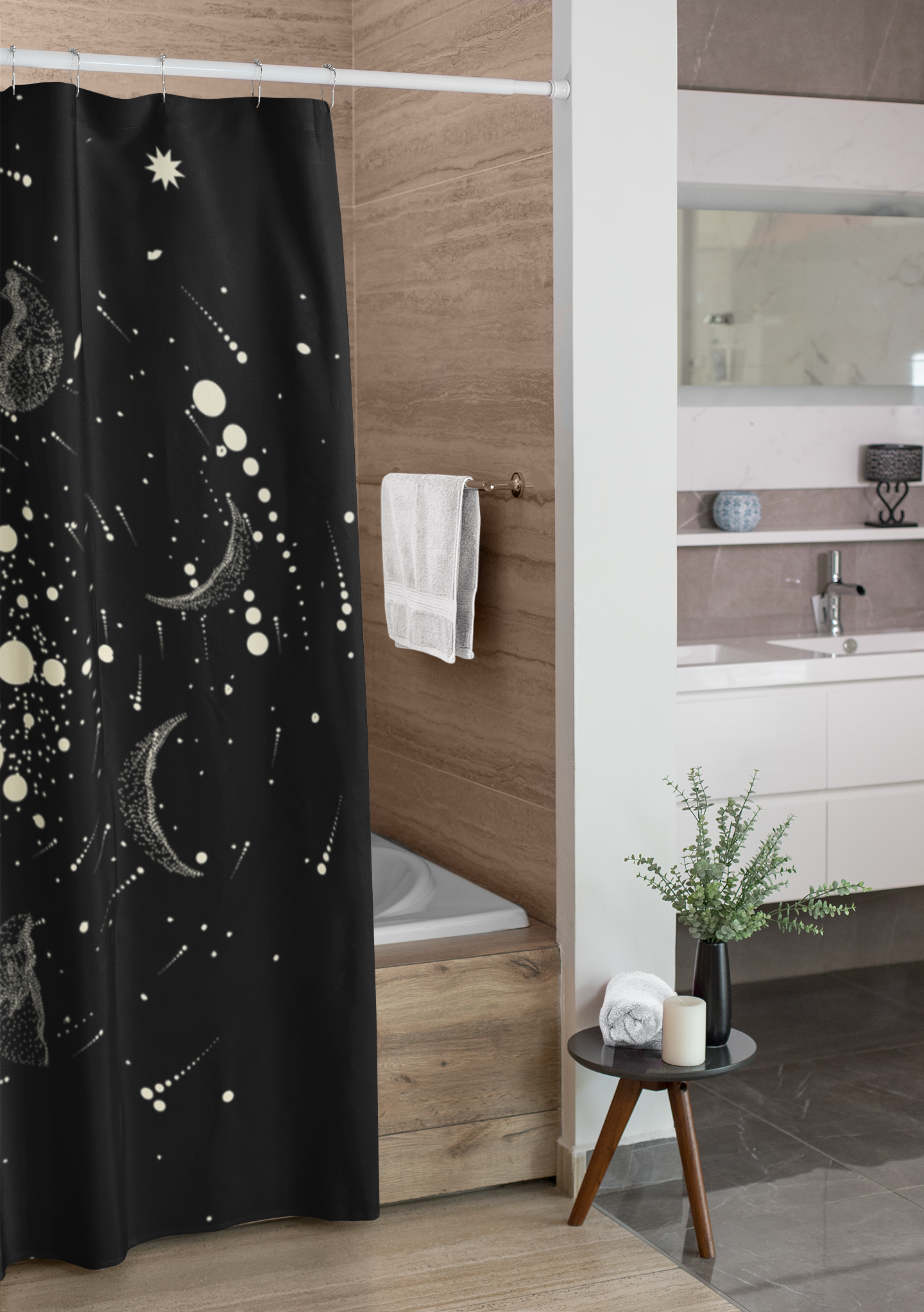 Celestial Zodiac Shower Curtain - Waterproof Bathroom Decor with 12 Zodiac Signs for Astrology Lovers - Perfect for Bathroom, Spa, and Dorm Room Decor