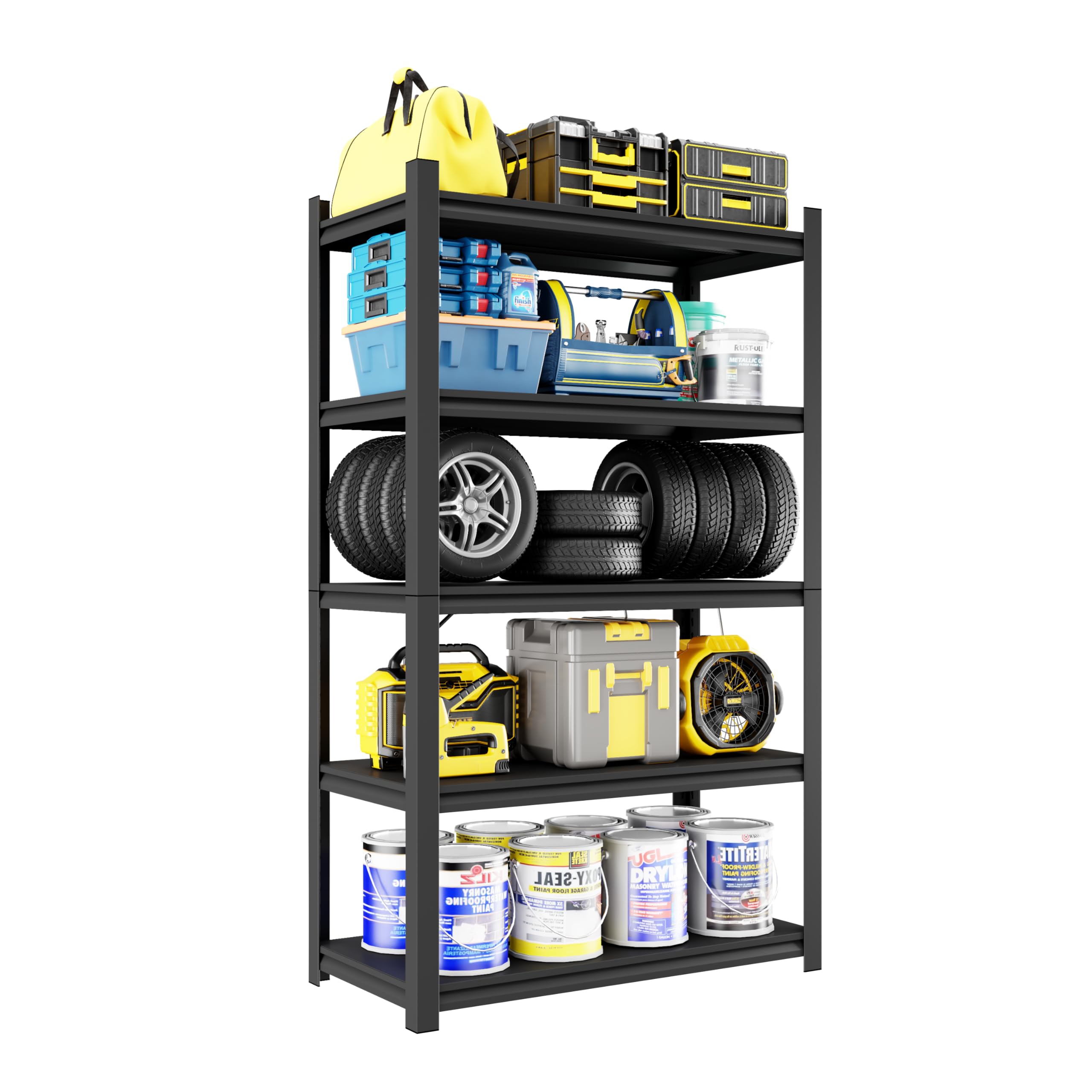 Heavy Duty 5-Tier Adjustable Metal Shelving Unit - 1800 LBS Capacity for Basement, Warehouse & Kitchen Storage - Durable Industrial Shelves for Home, Garage & Office Organization