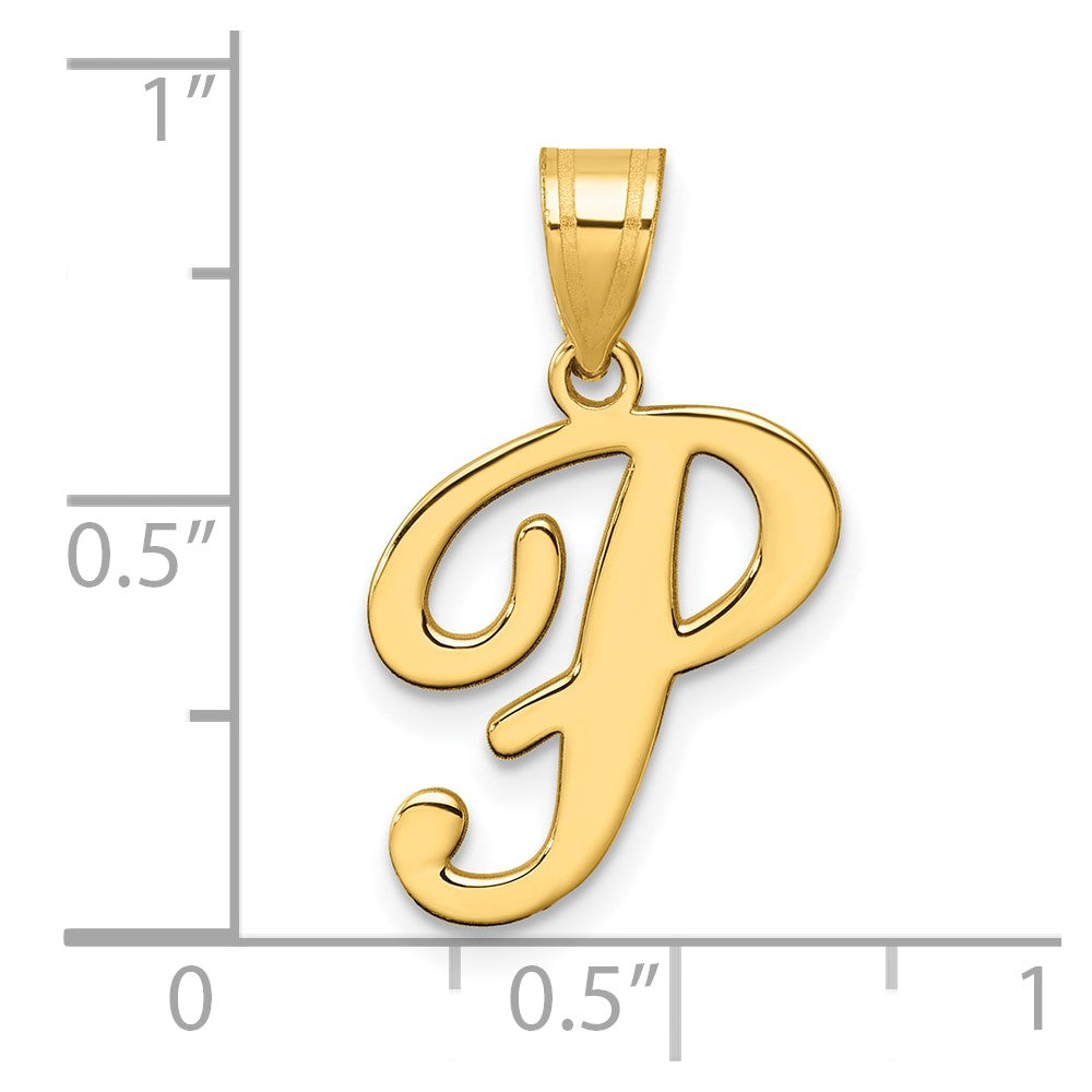 Gold Large Letter P Script Initial Pendant Necklace - Elegant Monogram Jewelry for Women, Model YC1540P | Perfect for Gifts, Anniversaries & Everyday Wear