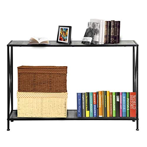 Modern 2-Tier X-Design Console Table with Storage Shelf - Sofa Side Table, Bookshelf & Entryway Accent Table for Living Room, Hallway - Artisasset Grey MDF | Perfect for Small Spaces, Home Decor & Organizing Entryways