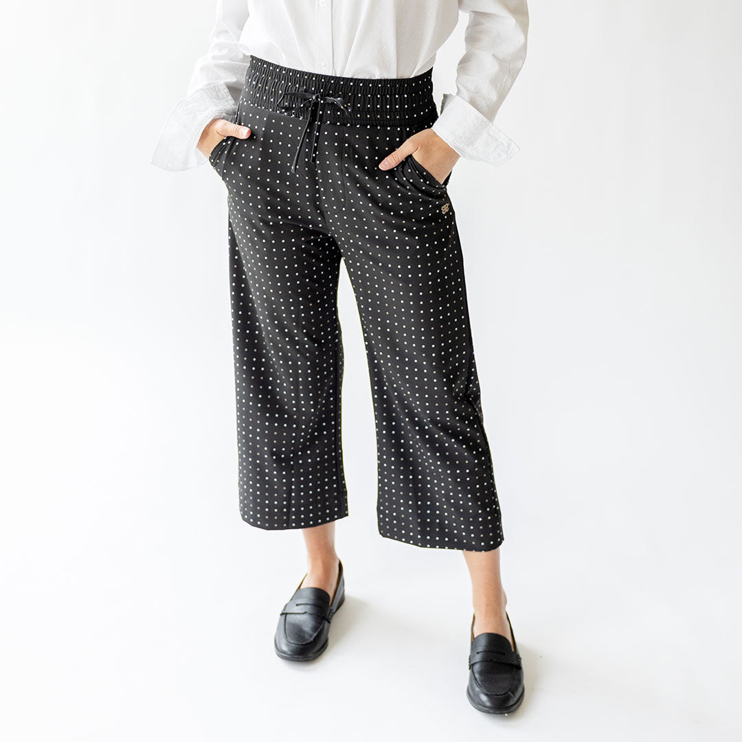 Audrey Wide Leg Pants with Polka Dot Print - Stylish High Waisted Palazzo Pants for Women | Perfect for Office, Casual Outings & Special Occasions