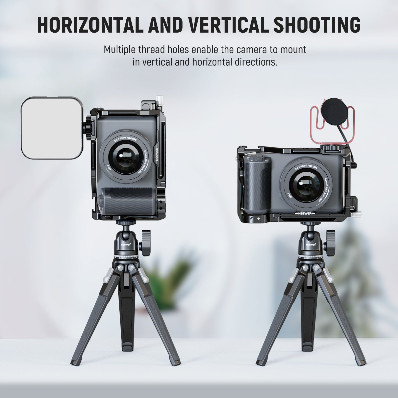 NEEWER CA025 Metal Camera Cage for Sony ZV-E1 - Durable Protective Case for Vlogging, Filmmaking & Photography - Perfect for Travel, Outdoor Shoots & Studio Use